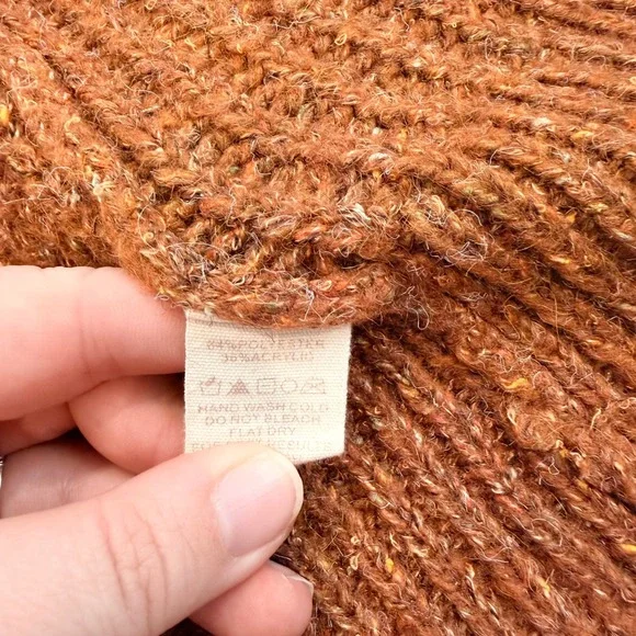 MYSTREE Womens Rust Orange Ribbed Knit Open Front Longline Cardigan Sweater S - Picture 5 of 6